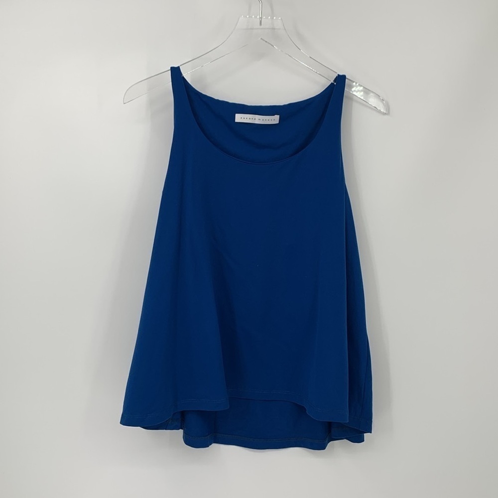 Susana Monaco scoop neck flared tank top shirt blouse jersey knit blue new Small